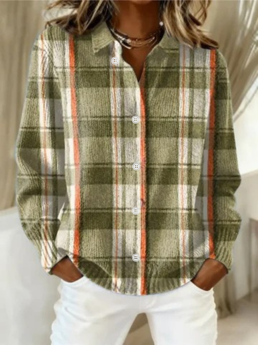 Sylvie | Mossgrön rutig cardigan