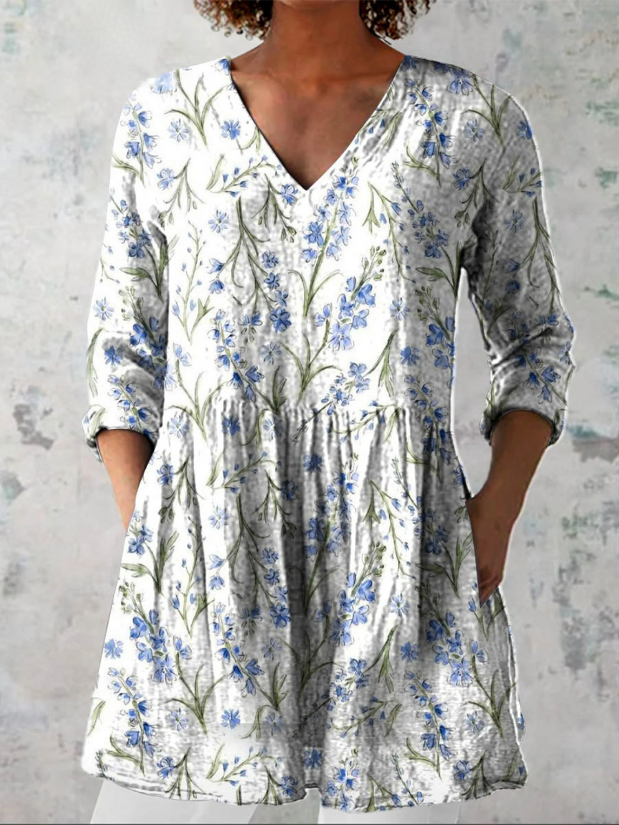 Chloé | Lång vit blus med V-ringning