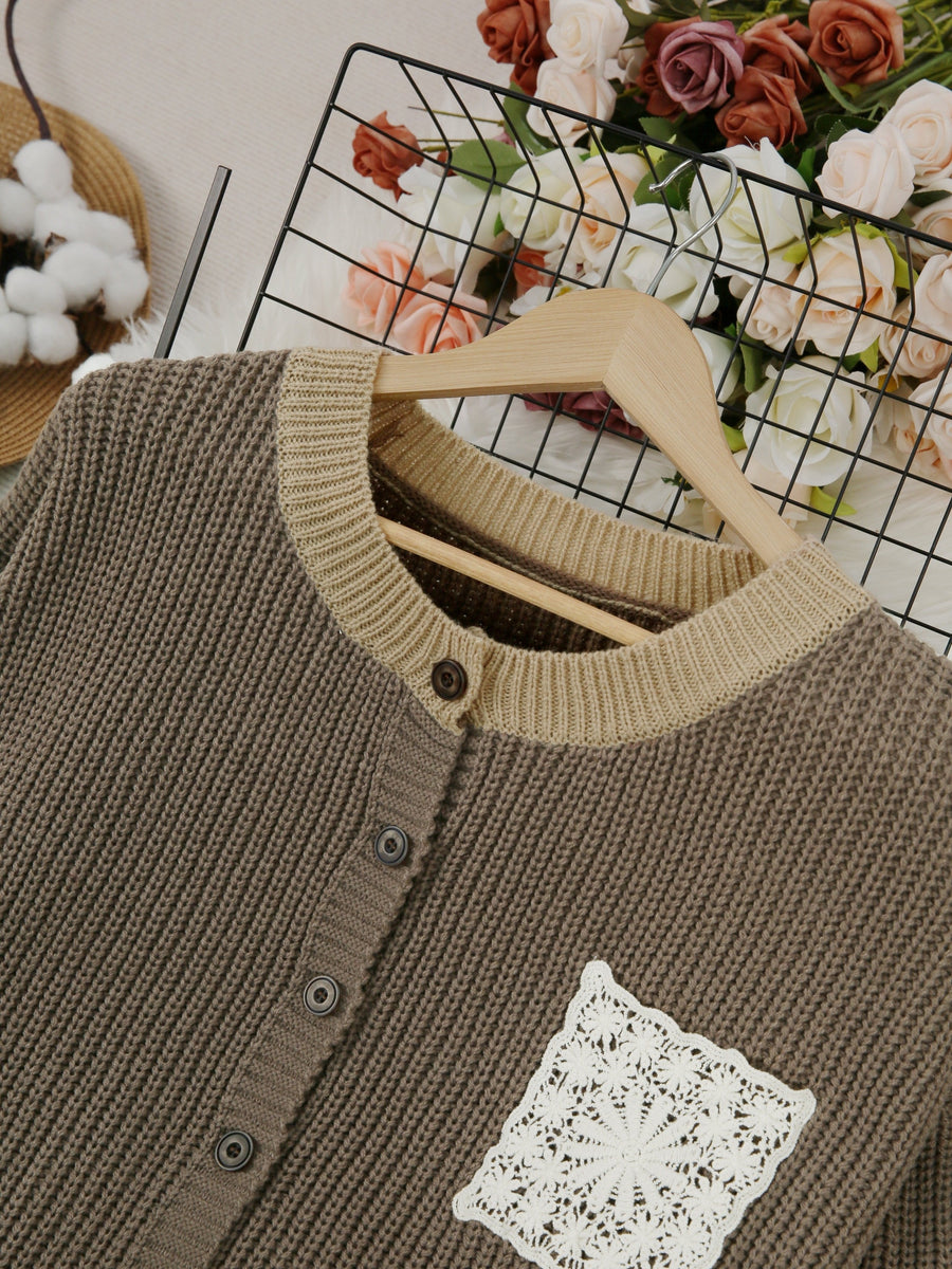 Claire | Lång cardigan med spetsficka