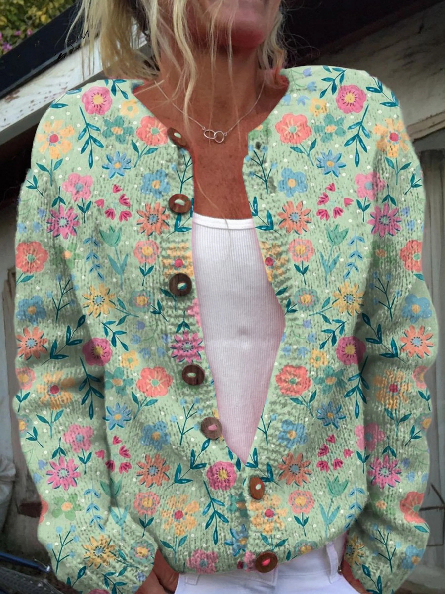 Christine | Grön blommig cardigan