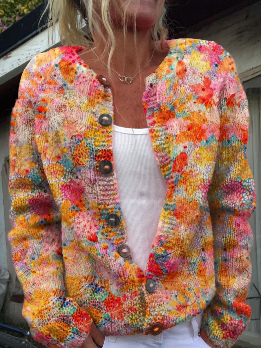 Sandrine | Flerfärgad akvarellcardigan