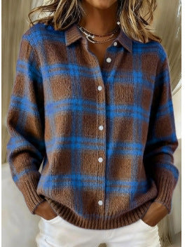 Lucie | Brun- och blårutig cardigan