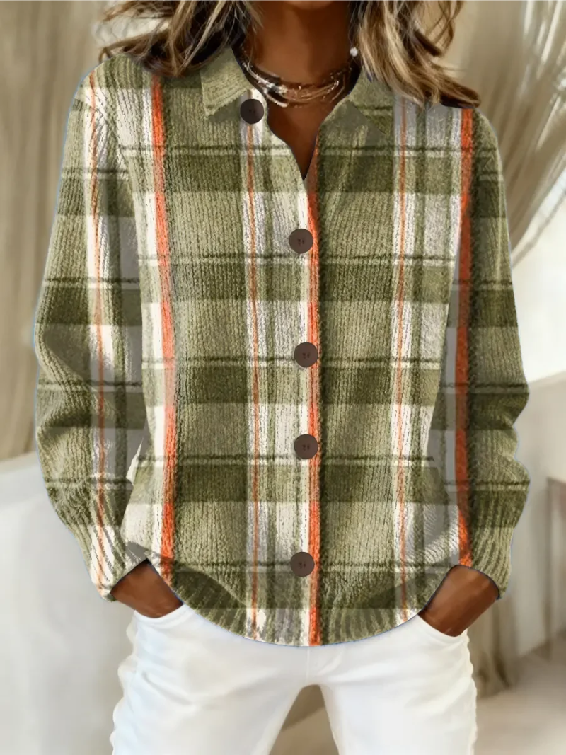 Manon | Olivgrön rutig cardigan