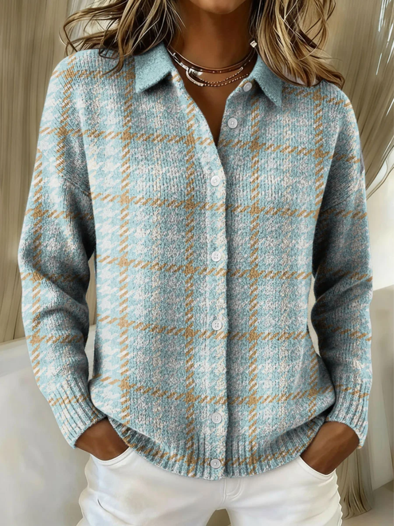 Pauline | Himmelsblå rutig cardigan