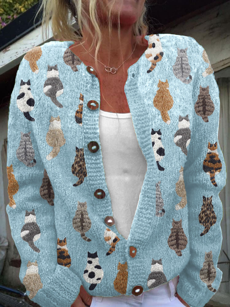 Camille | Cardigan med kattmotiv