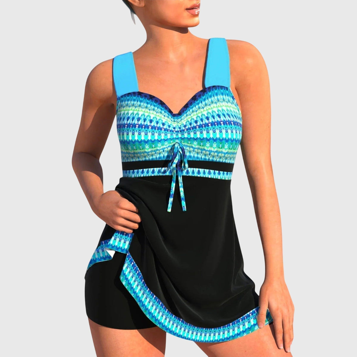 Ashley – Damernas Mönstrade Tankini Baddräkt Set