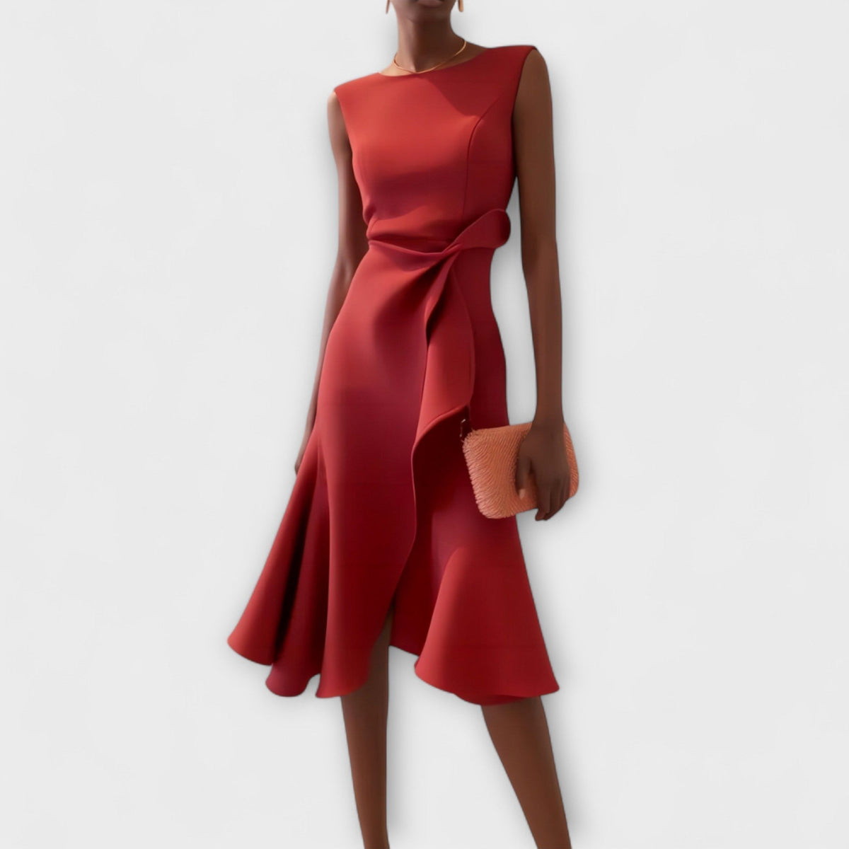 Eleanor – Draperad Asymmetrisk Midiklänning För Dam