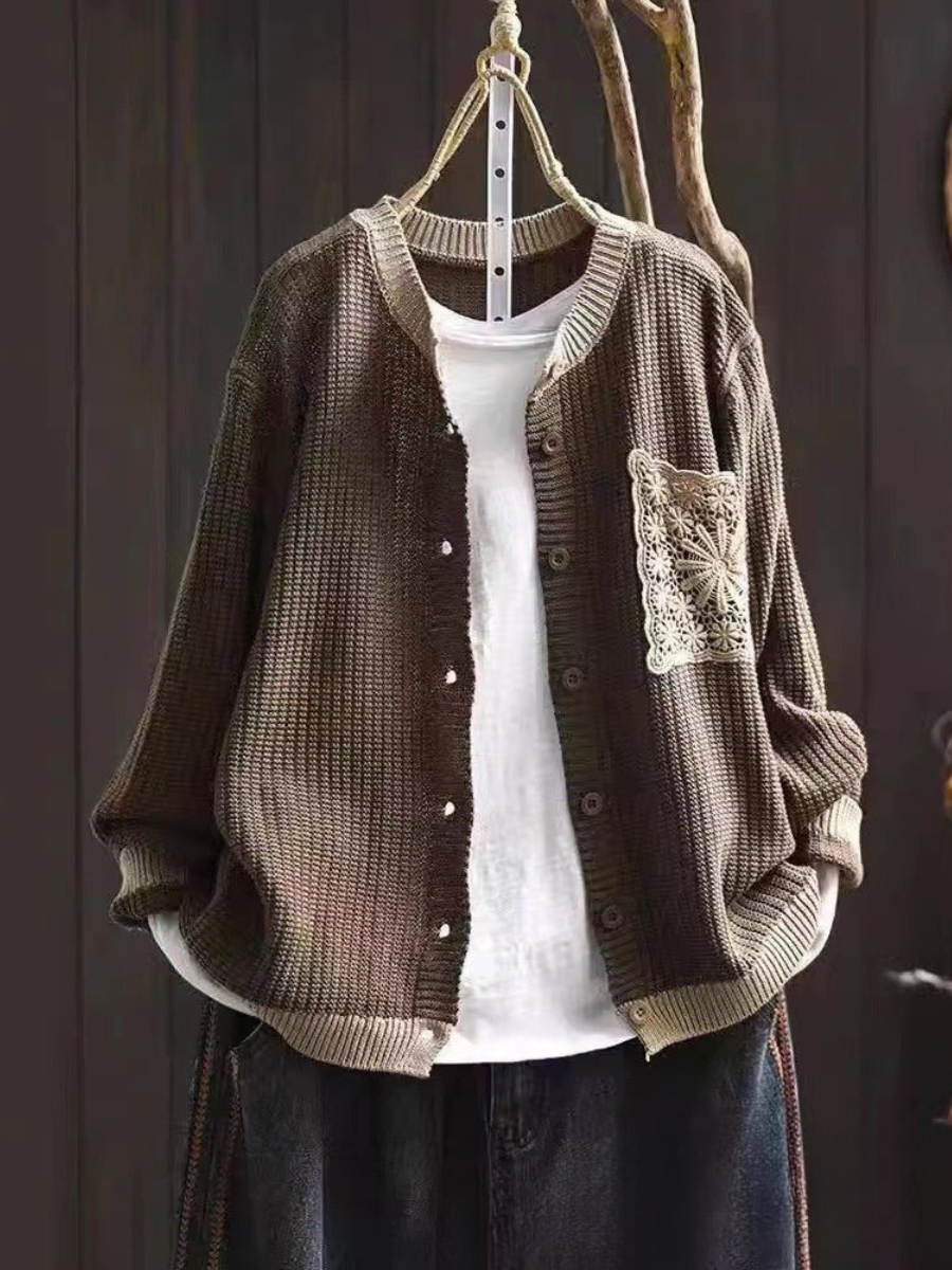 Sandrine | Våffelstickad cardigan med fickor