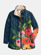 Camille | Quiltad jacka med målade blommor