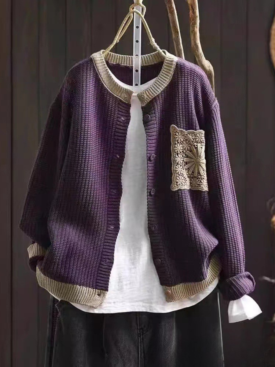 Sandrine | Våffelstickad cardigan med fickor