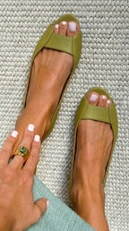 Michèle | Platta sandaler med metallisk finish