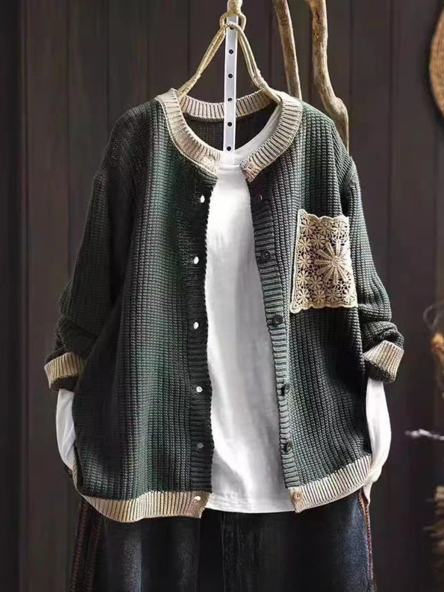 Sandrine | Våffelstickad cardigan med fickor