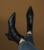 Eleganta ankelboots i läder med klack