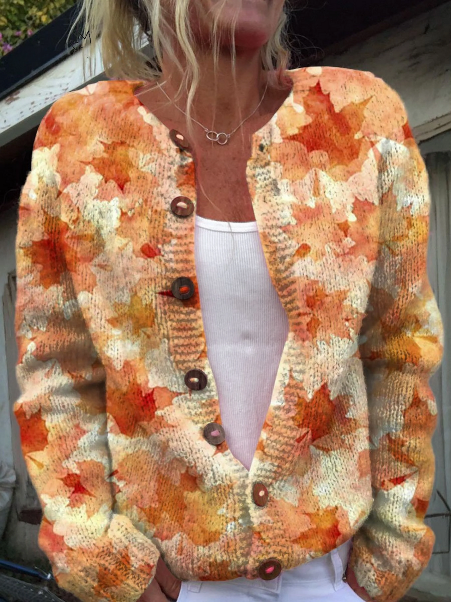 Marie | Cardigan med höstlöv
