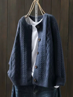 Sophie | Kabelstickad cardigan med rund hals