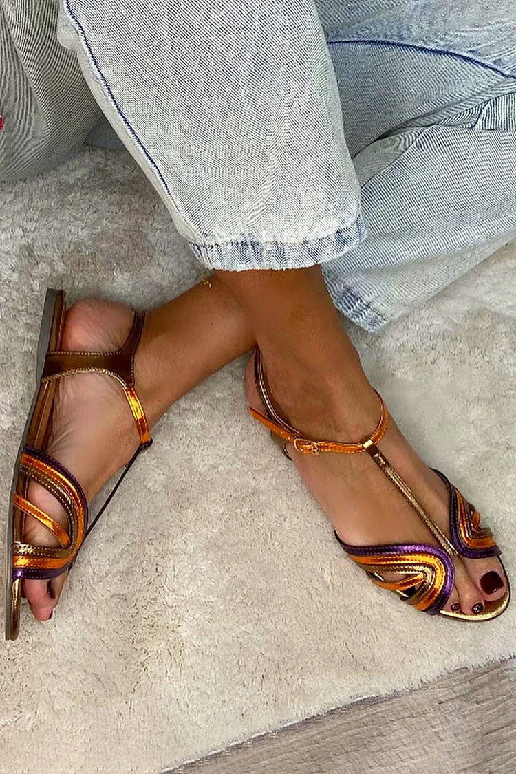 Juliette | Platta sandaler med guldfärgad detalj