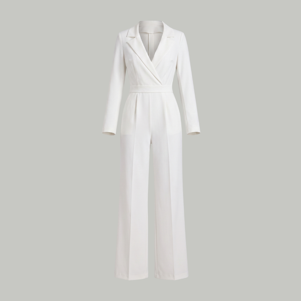 Elizabeth – Kvinno-jumpsuit med krage och vida ben
