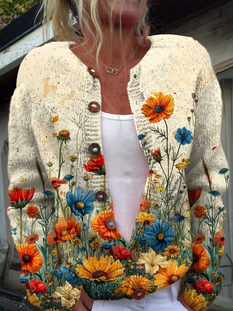 Pauline | Cardigan med ängsblommor