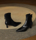 Eleganta ankelboots i läder med klack
