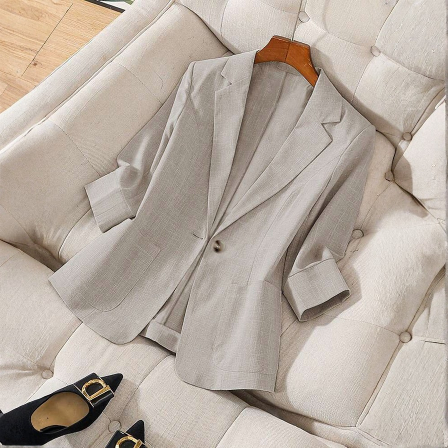 Gillian – Elegant Knappar Framsidan Långärmad Kontors Blazer Kappa