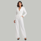 Elizabeth – Kvinno-jumpsuit med krage och vida ben