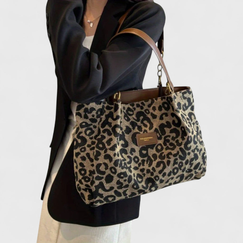 Leona | Shoppingväska i canvas med leopardmönster