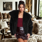 Corrine – Elegant långärmad krage Fuzzy Kappa