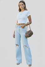 Kimberly – Damens Vida Distressed Högmidjade Jeans