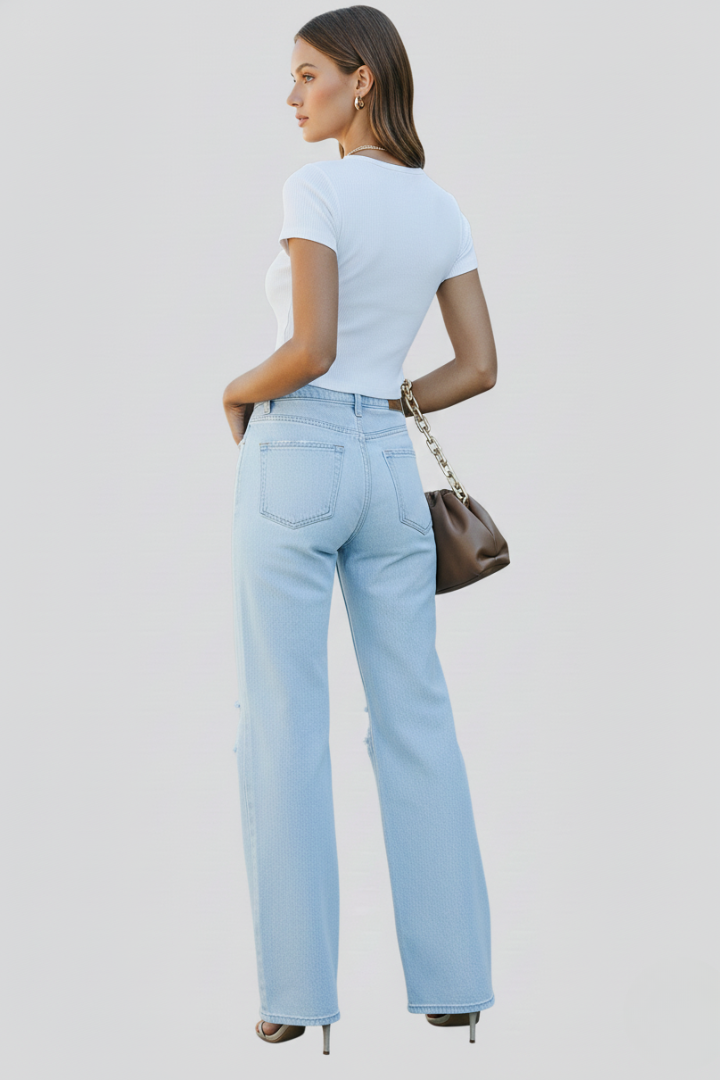 Kimberly – Damens Vida Distressed Högmidjade Jeans