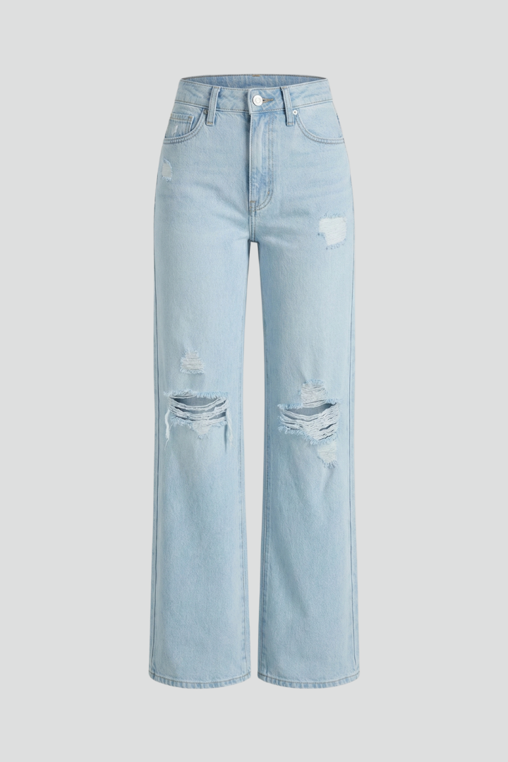 Kimberly – Damens Vida Distressed Högmidjade Jeans