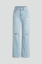 Kimberly – Damens Vida Distressed Högmidjade Jeans
