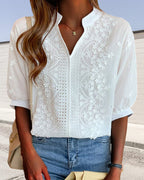 Ella | Elegant vit blus med puffärmar