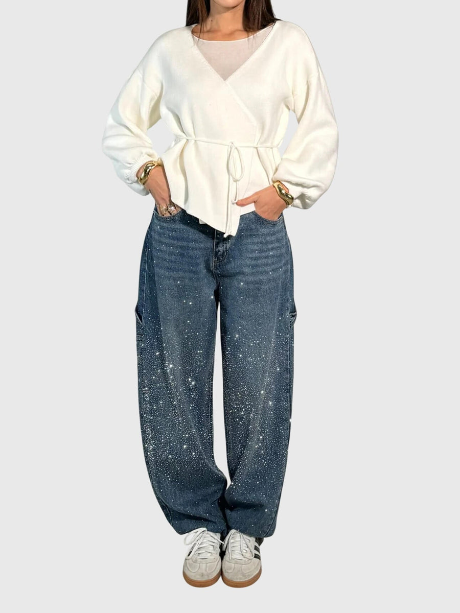 Kimberly – Kvinnors Glittrande Diamant Denimbyxor