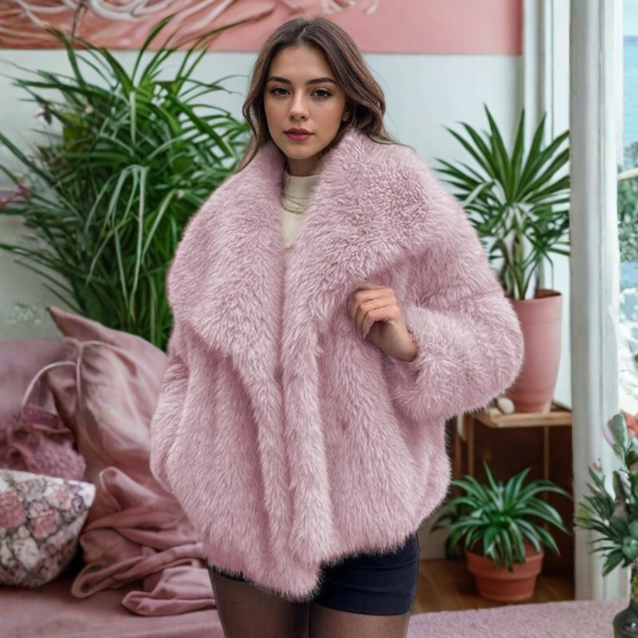Corrine – Elegant långärmad krage Fuzzy Kappa