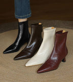 Eleganta ankelboots i läder med klack