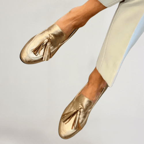 Véronique | Mjuka guldfärgade ballerinaskor