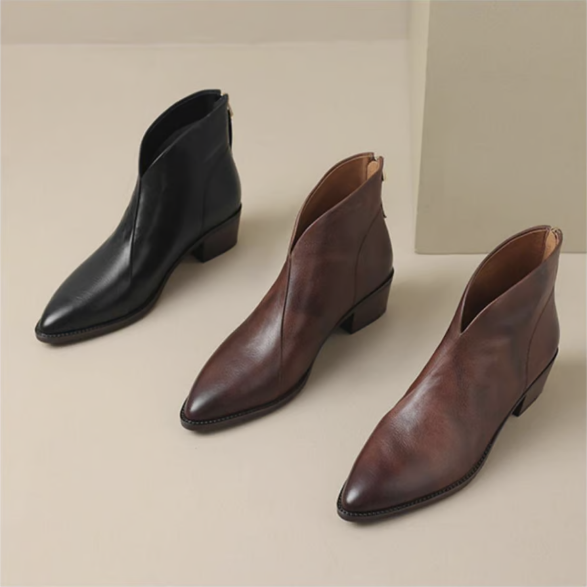 Eleganta ankelboots i läder