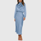 Maristella – Lyxig Satin Maxi Klänning