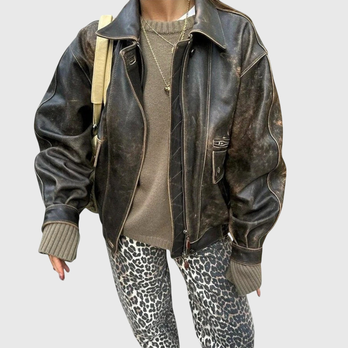 Chandra – Vintage Jeans med Leoprint