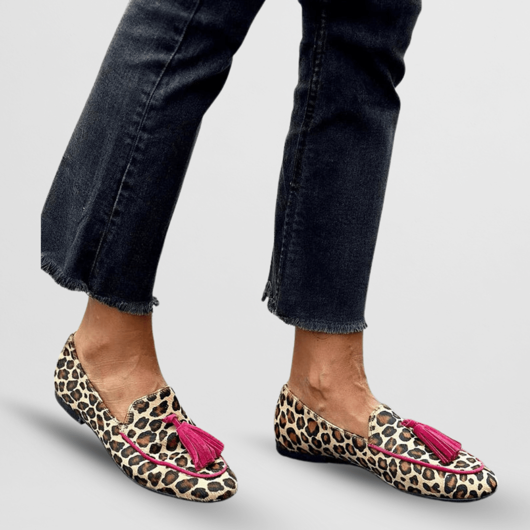 Catherine | Leopardmönstrade loafers med fransar