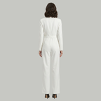Elizabeth – Kvinno-jumpsuit med krage och vida ben