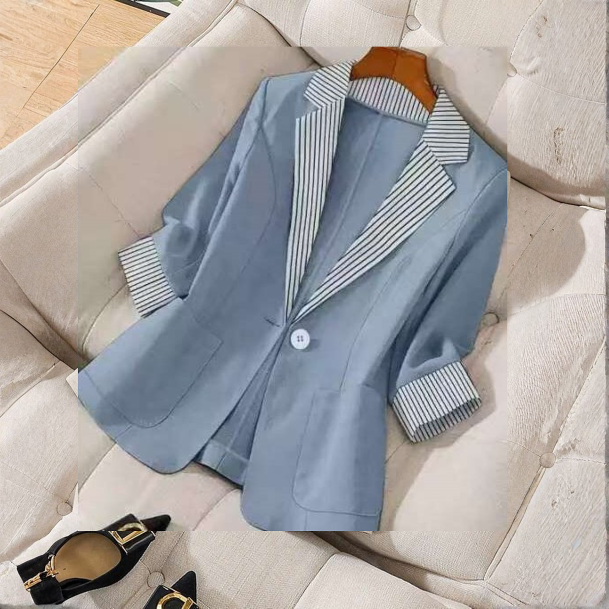 Gillian – Elegant Knappar Framsidan Långärmad Kontors Blazer Kappa