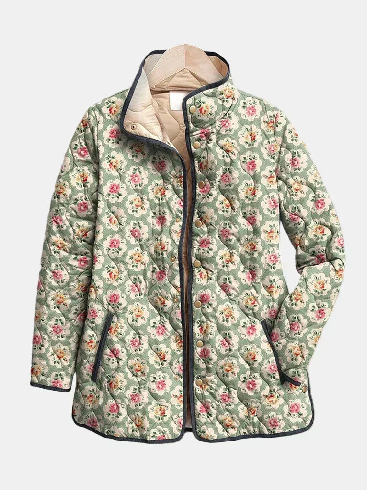 Amélie | Quiltad jacka med blommig gobelänglook