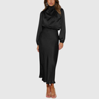 Maristella – Lyxig Satin Maxi Klänning