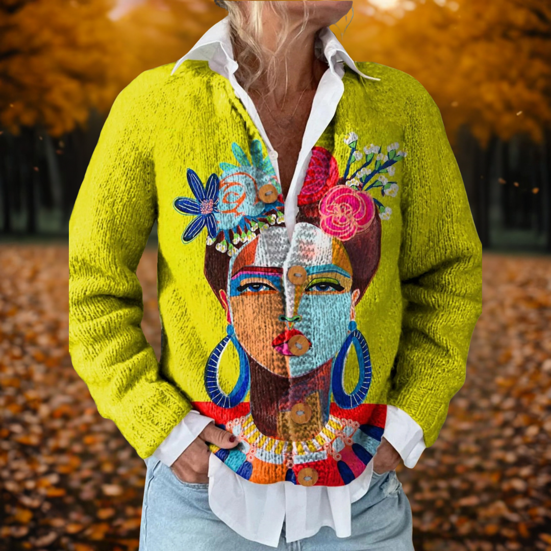 Anna – Konsttryckt Cardigan