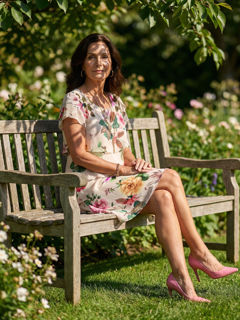 Silas | Elegant midiklänning med blombladsmönster