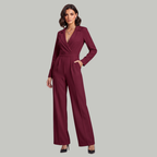 Elizabeth – Kvinno-jumpsuit med krage och vida ben