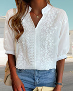 Ella | Elegant vit blus med puffärmar