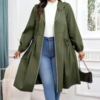 Avril – Avslappnad Plus Size Dragkedja Med Huva Långärmad Kappa
