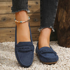 Marie | Loafers i mockaimitation med vågad kant